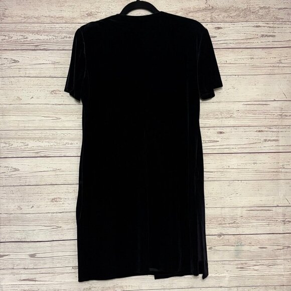Rhapsody Black Velvet Faux Wrap Dress Removal Shoulder Pads Med‎ - Picture 5 of 6